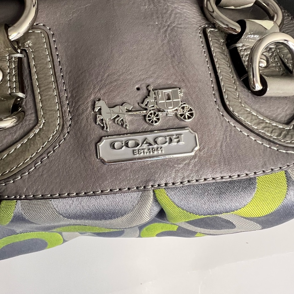 Coach Gray and Green Women's Bag - Picture 2 of 11
